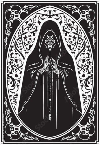 Santa Muerte Symbol Vector Illustration Gothic Santa Muerte Emblem