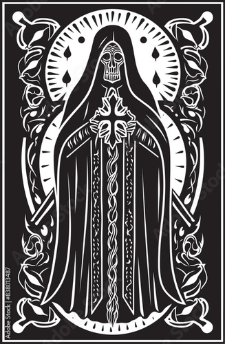 Santa Muerte Skull Icon Vector Santa Muerte Robe Design