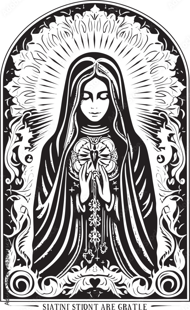 Fototapeta premium Traditional Tattoo Santa Muerte Scythe Graphic Logo Santa Muerte