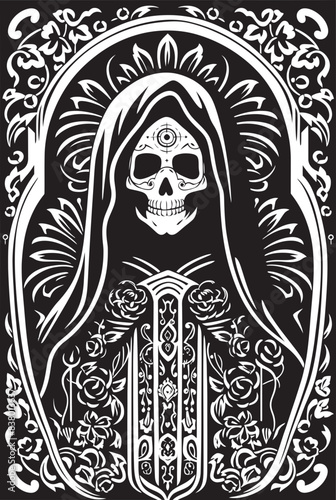 Vector Portrait Santa Muerte Angel of Death Santa Muerte