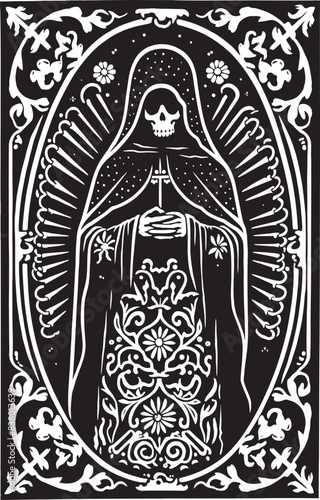 Modern Art Santa Muerte Reaper Graphic Santa Muerte
