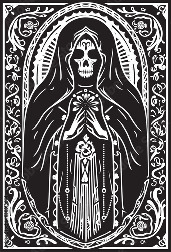 Face Icon Santa Muerte Grunge Design Santa Muerte