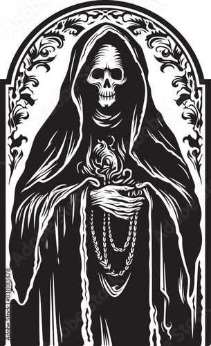 Veiled Icon Santa Muerte Heart Design Santa Muerte
