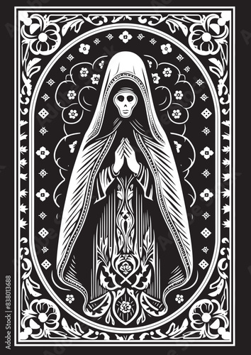 Scythe Graphic Logo Santa Muerte Hooded Icon Santa Muerte