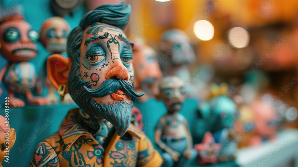 Plasticine character. Tattoo artist and tattooed man Plasticine character. Tattoo artist and tattooed man