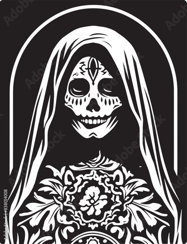 Angel Icon Santa Muerte Floral Design Santa Muerte
