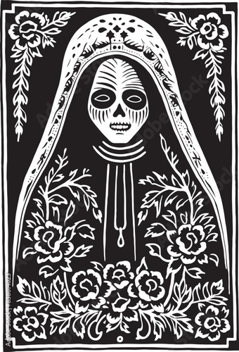 Digital Art Santa Muerte Voodoo Vector Santa Muerte