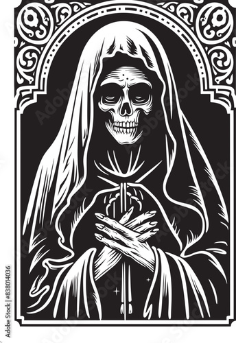 Cross Graphic Santa Muerte Modern Icon Santa Muerte