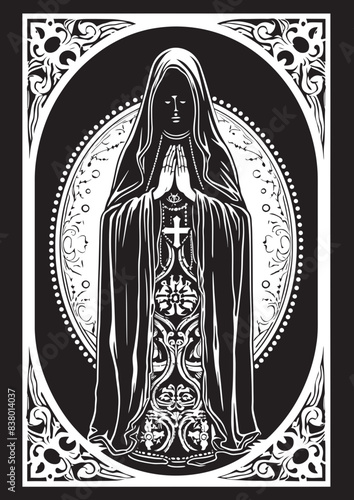 Day of the Dead Santa Muerte Sacred Santa Muerte Vector Emblem