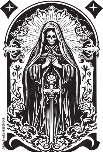 Gothic Santa Muerte Symbol Art Elegant Santa Muerte Skeleton Design