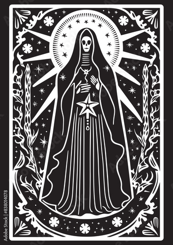 Santa Muerte Day of the Dead Design Santa Muerte Crystal Ball Vector