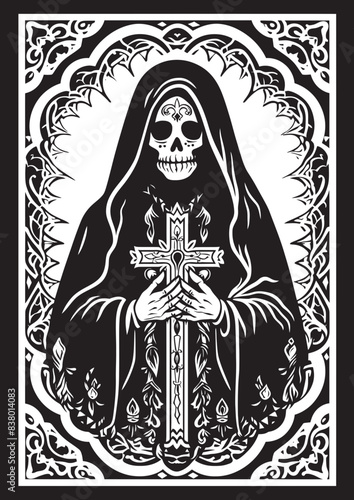 Traditional Santa Muerte Iconography Santa Muerte with Roses Graphic