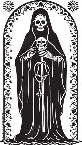 Santa Muerte Dagger Vector Santa Muerte Gold Coin Graphic