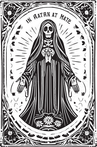 Santa Muerte Floral Design Santa Muerte Holy Cross Vector