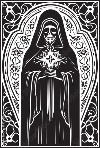 Santa Muerte Cloaked Icon Santa Muerte Floral Design