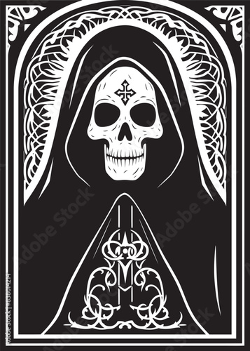 Santa Muerte Gold Coin Graphic Santa Muerte Cloaked Icon