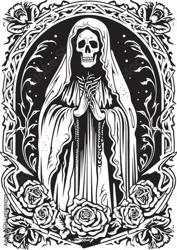 Santa Muerte Tattoo Flash Graphic Santa Muerte Owl Icon