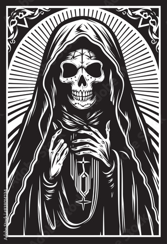 Santa Muerte Fortune Teller Vector Santa Muerte Snake Graphic