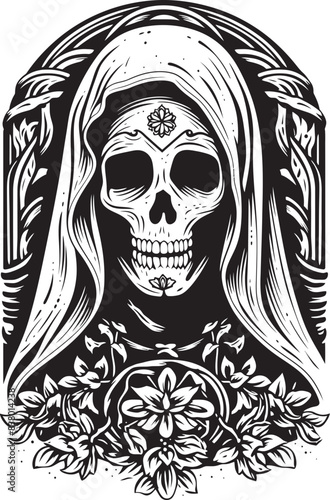 Santa Muerte Crowned Skeleton Icon Santa Muerte Praying Design