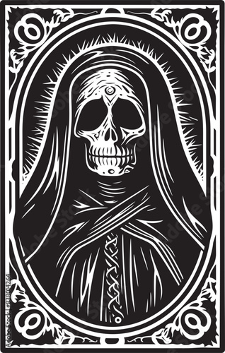Santa Muerte Cross Design Modern Santa Muerte Illustration
