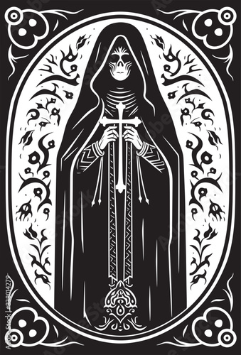 Traditional Santa Muerte Artwork Santa Muerte Cross Design
