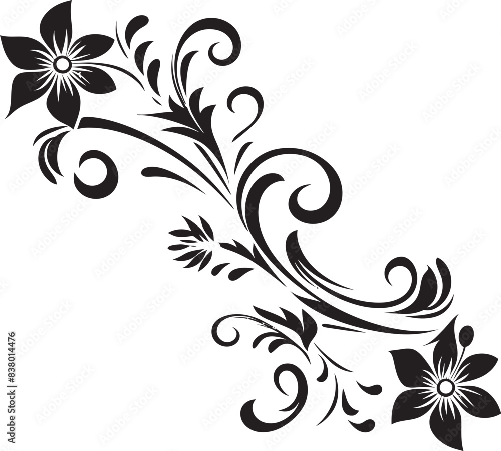 Retro Style Floral Separator Logo Design Ornate Floral Ornament Vintage Divider Line Artwork