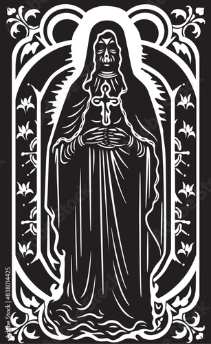 Santa Muerte Cross Graphic Santa Muerte Modern Icon