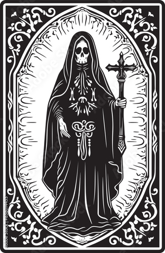 Santa Muerte Day of the Dead Design Santa Muerte Dark Art Vector