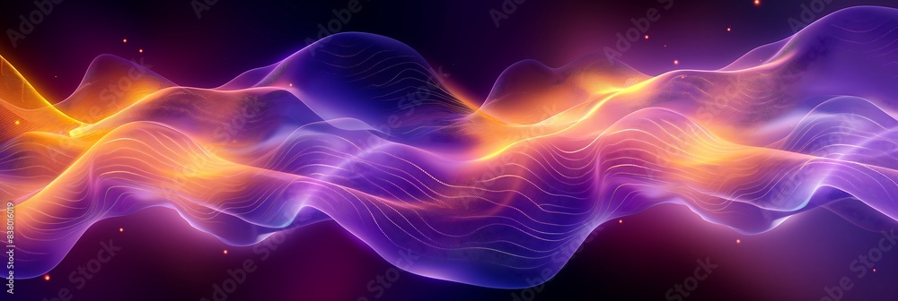 Abstract Vibrant Waveforms with Luminous Lines in Purple and Yellow Tones Abstract Vibrant Waveforms with Luminous Lines in Purple and Yellow Tones