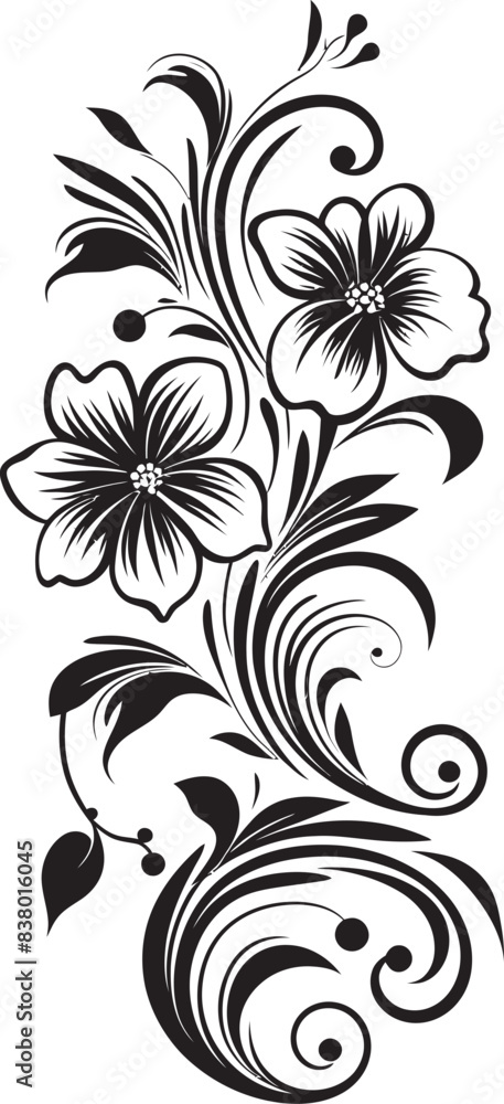 Fototapeta premium Victorian Era Icon Divider Line Vintage Badge Retro Floral Design Frame Swirl Pattern