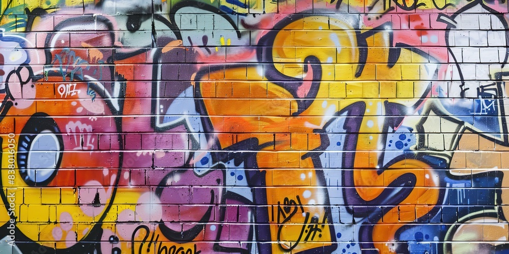 Obraz premium wall paint graffiti art illustration in bright colorful color, cheerful joyful concept 