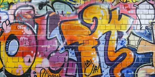 wall paint graffiti art illustration in bright colorful color, cheerful joyful concept 