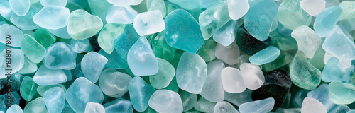 A close up of a sea glass wall
 photo