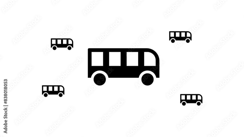 Zoom in and out animation the bus symbol. Large black symbol in the ...