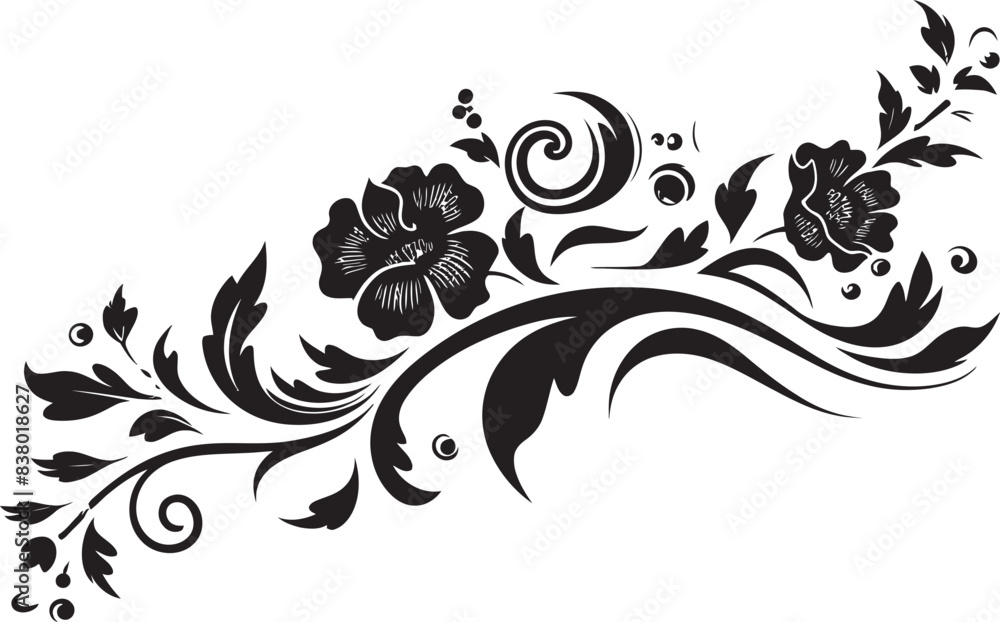 Fototapeta premium Retro Style Divider Line Design Vintage Ornate Floral Emblem