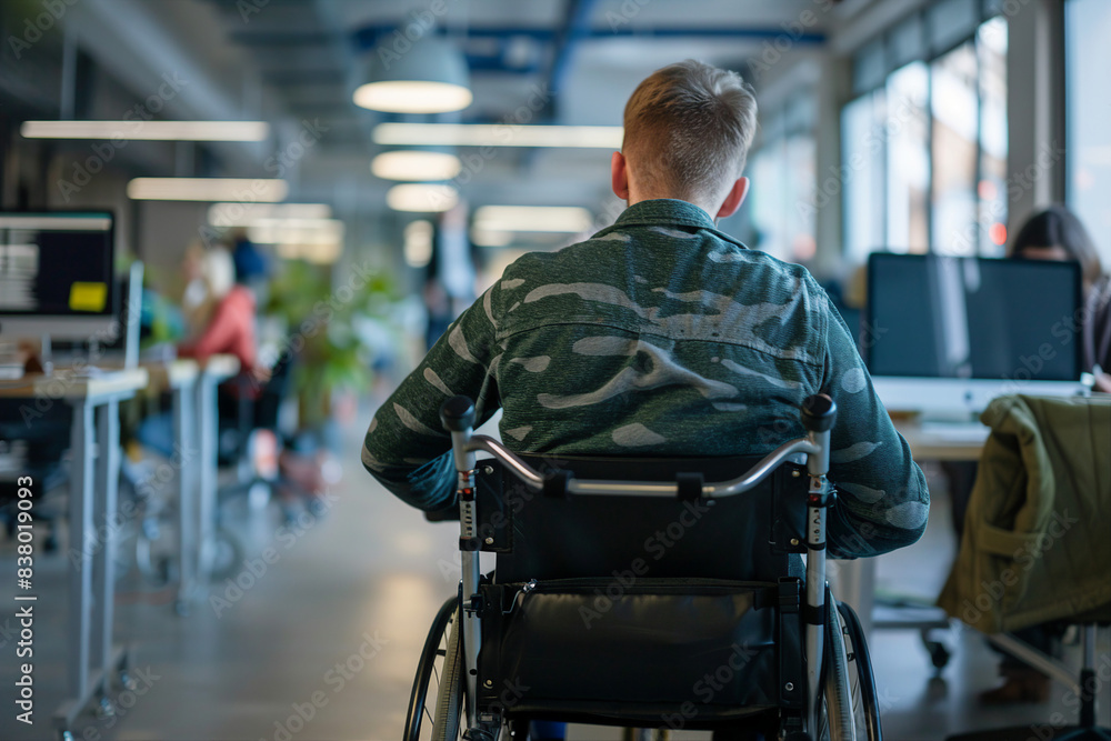 Generated by AI illustration of disabled man woman person using wheelchair on city nature park outdoors disability insurance Generated by AI illustration of disabled man woman person using wheelchair on city nature park outdoors disability insurance