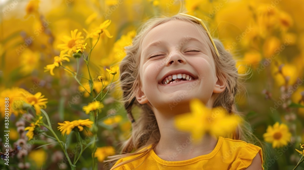 Portrait of a happy girl in yellow Portrait of a happy girl in yellow