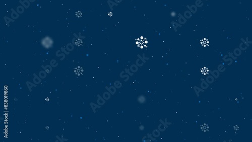Wallpaper Mural Template animation of evenly spaced molecule symbols of different sizes and opacity. Animation of transparency and size. Seamless looped 4k animation on dark blue background with stars Torontodigital.ca