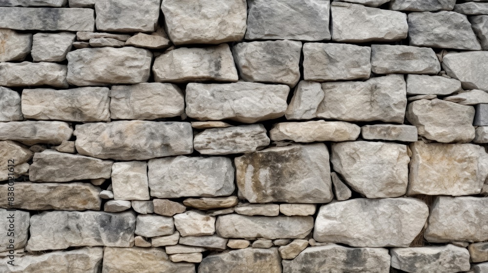Texture of old rock wall for background, Old grey stone wall background texture close up