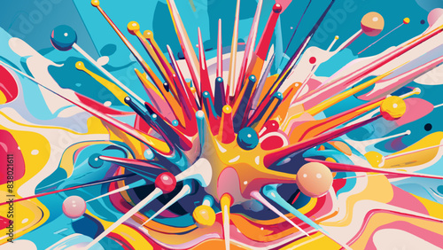 Explosive Abstract Color Burst Digital Illustration