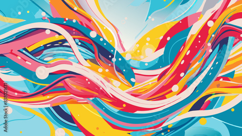 Vibrant Abstract Wave Artwork with Dynamic Color Splashes