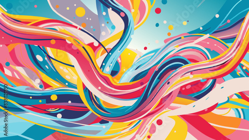 Vibrant Abstract Swirls with Color Splashes Background