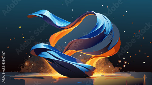 Surreal, Swirling Energy Ribbon with Vibrant Colors Against a Dark Backdrop