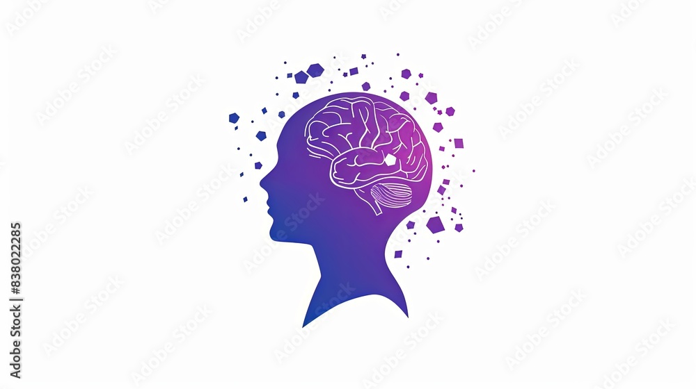 Logo artwork. Mind and Mental Well-being. Human brain symbolizing of mental health, psychological therapy and self-care Logo artwork. Mind and Mental Well-being. Human brain symbolizing of mental health, psychological therapy and self-care