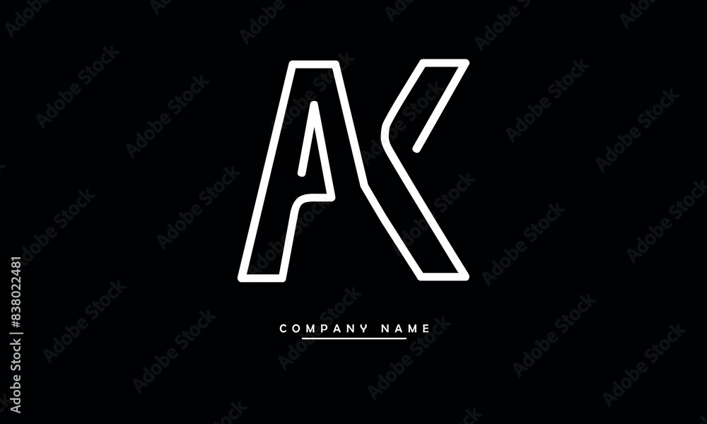 AK, KA, A, K Abstract Letters Logo Monogram AK, KA, A, K Abstract Letters Logo Monogram