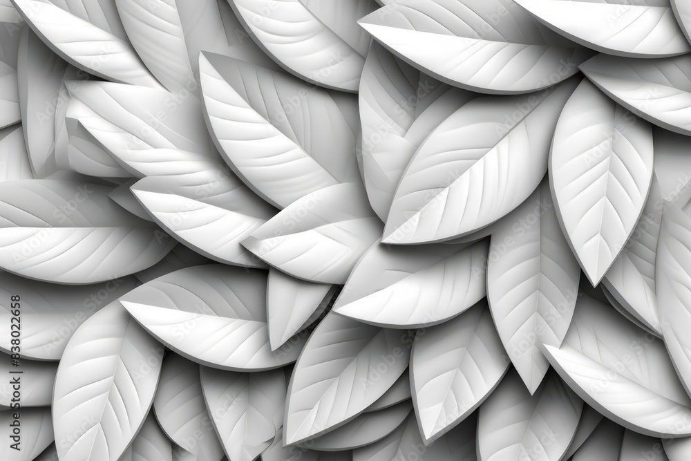Obraz premium White geometric leaves 3d tiles texture Background banner panorama