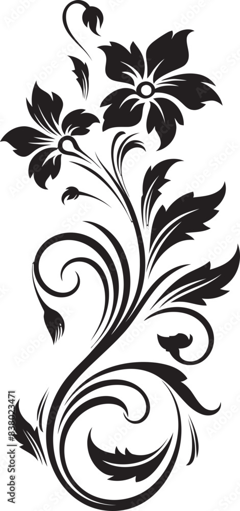 Obraz premium Antique Floral Swirl Classic Divider Line Art Intricate Floral Emblem Victorian Style Vector