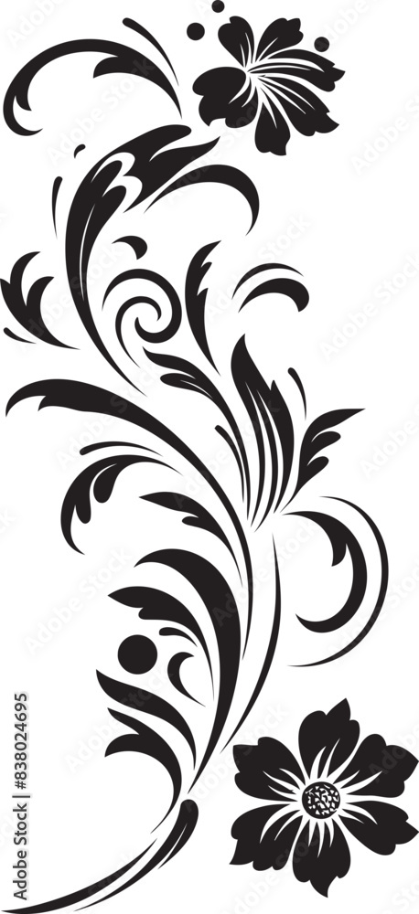 Fototapeta premium Classic Vintage Design Intricate Floral Art Victorian Era Logo Elegant Floral Badge