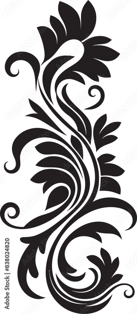 Fototapeta premium Classic Vintage Design Intricate Floral Art Victorian Era Logo Elegant Floral Badge