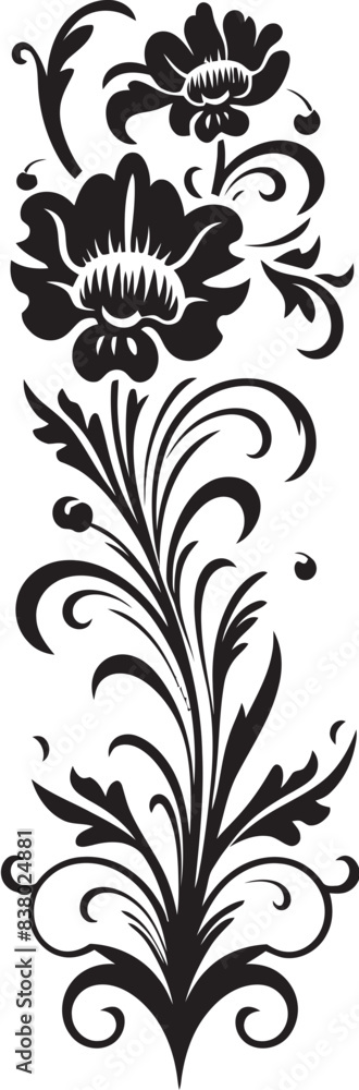Victorian Floral Icon Elegant Scrollwork Design Retro Floral Emblem Vintage Decorative Pattern